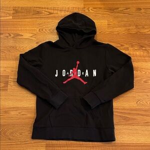 Boys Jordan Black Hoodie with Red Jumpman Logo